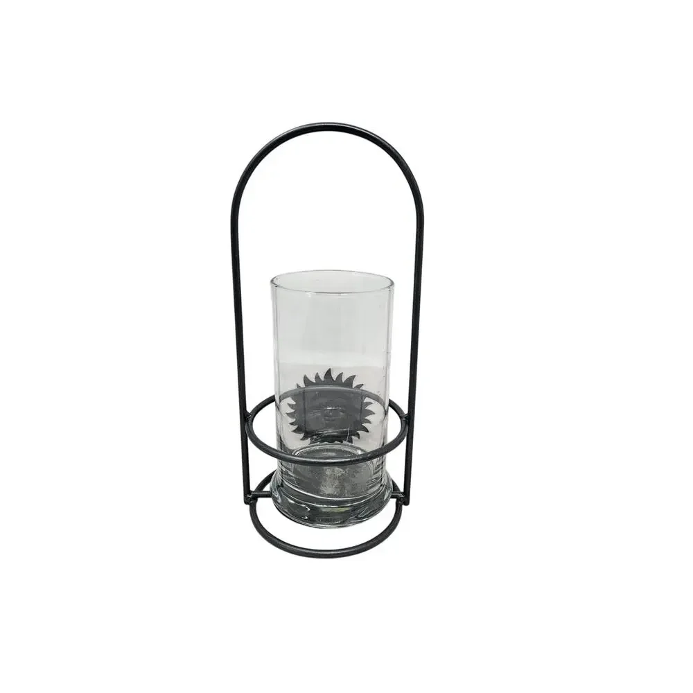 Vintage 90s Celestial Sun Lantern Candle Hurricane Glass 11 in Whimsygoth